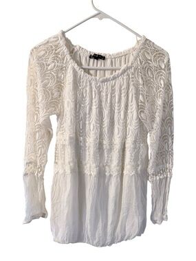 🙋🏻‍♀️CHARLIE B White Lace Boho Blouse Top